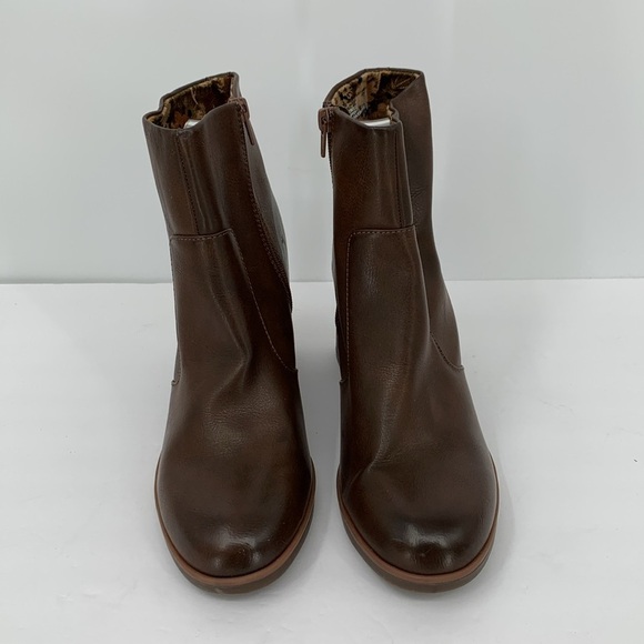 Korks Destiny stacked heel ankle boot shoe brown vegan leather chunky heel 9.5 - Picture 3 of 5